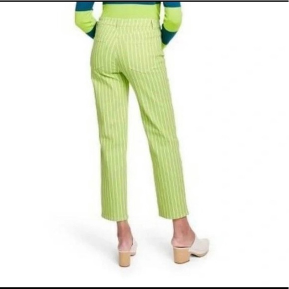 Victor Glemaud Lime Green Striped Ankle Jeans - Picture 2 of 7